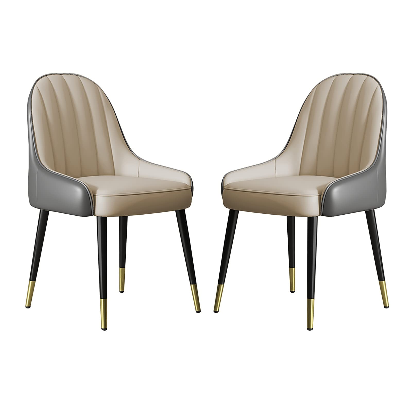 CEMELI Silla de comedor de 2 piezas, silla de respaldo de cojín de cuero sintético grueso, silla de maquillaje para el hogar estilo nórdico Ins, silla de ocio con marco de silla de oro negro (Color: