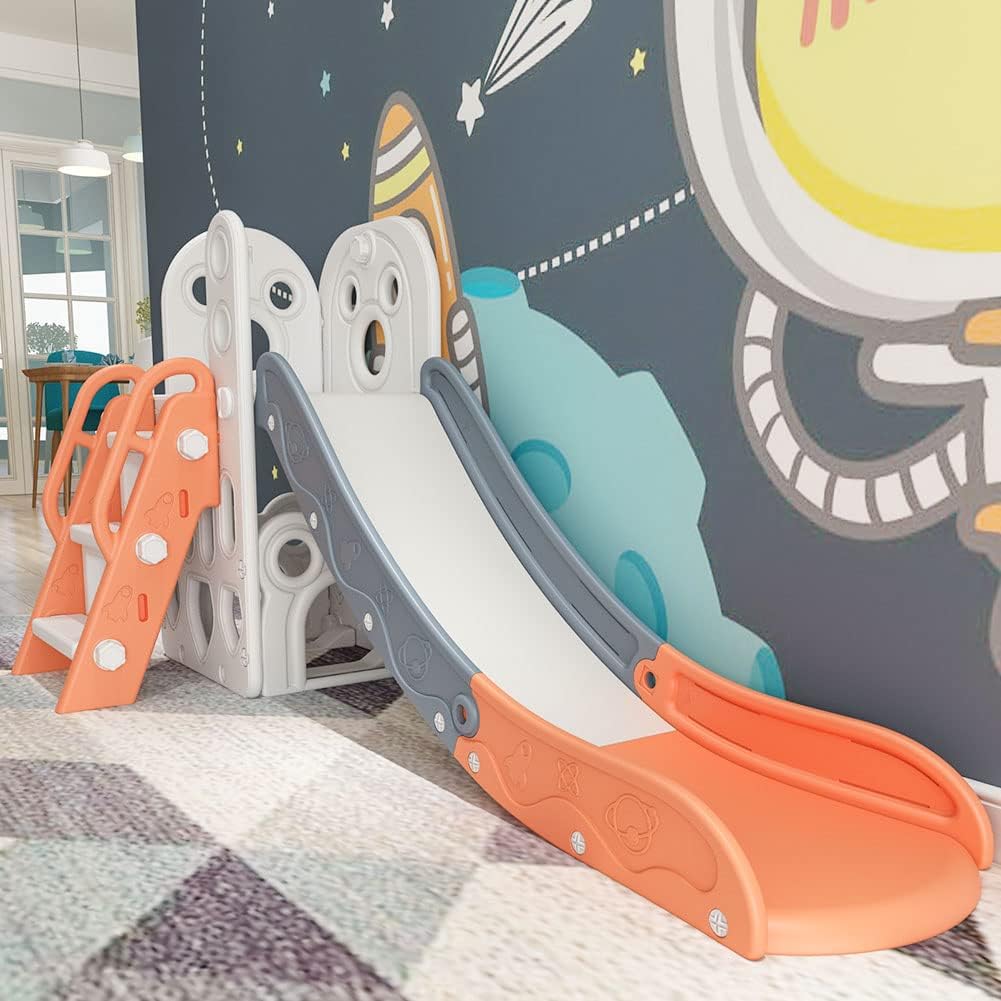 Children's Slide Suitable for Children Age 1-12 Years Old to Play and Climb on The Slide. Equipped with Basketball and Storage Space Suitable for Indoor and Outdoor use