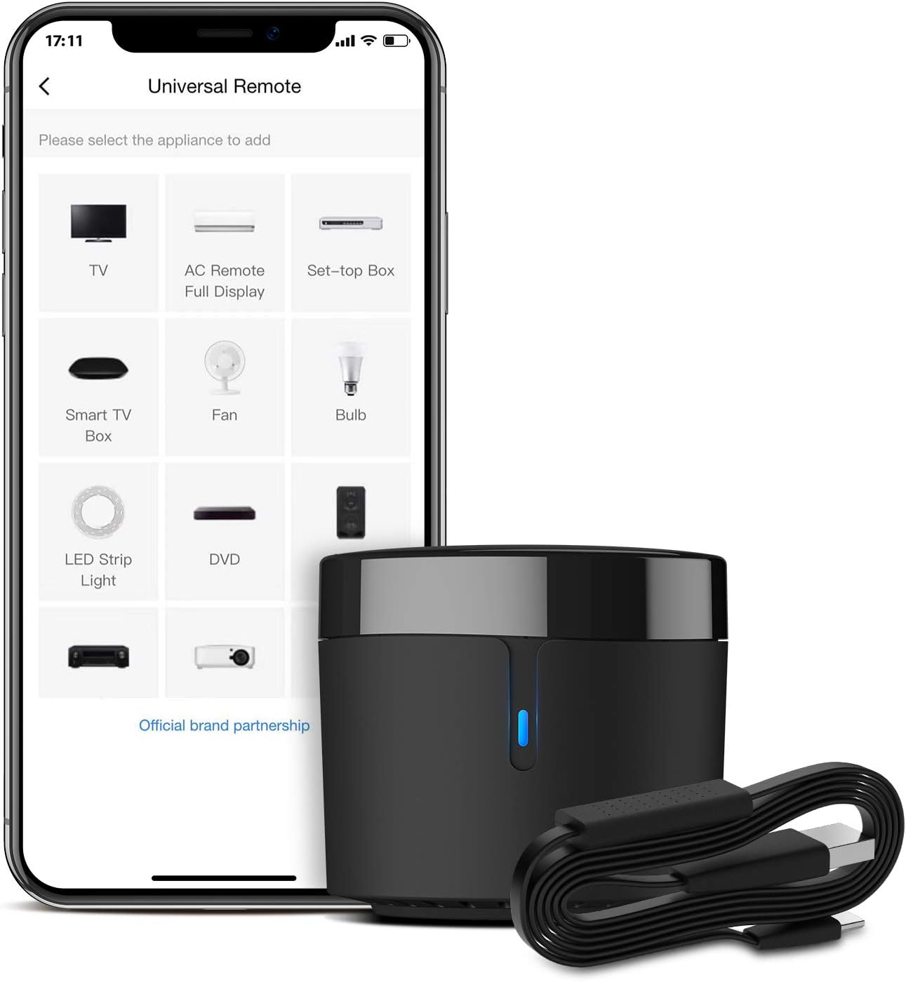 RM4 mini Smart Remote and Sensor Cable Set RM4 mini S, Universal IR Remote Control Hub with Temperature Humidity Monitor USB Cable, Compatible with Alexa, Google Home, IFTTT