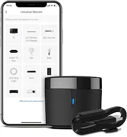 BroadLink RM4mini Hub remoto inteligente com cabo de sensor - Blaster WiFi IR para controle remoto de TV, controlador CA inteligente, funciona com Alexa/Google Home/IFTTT