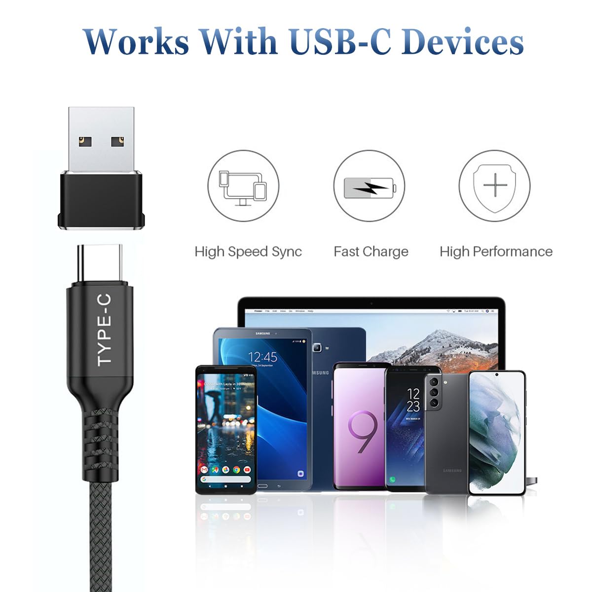 BASESAILOR Cavo USB-C a C 100W 2M con Adattatore USB,Caricatore Rapido 20V/5A PD per MacBook,iPad Pro 2022 Generazione,iPhone 15 16 Pro Max,Samsung Galaxy Note 10 A32 A33 A41 A42 A51 A52 A53 A54