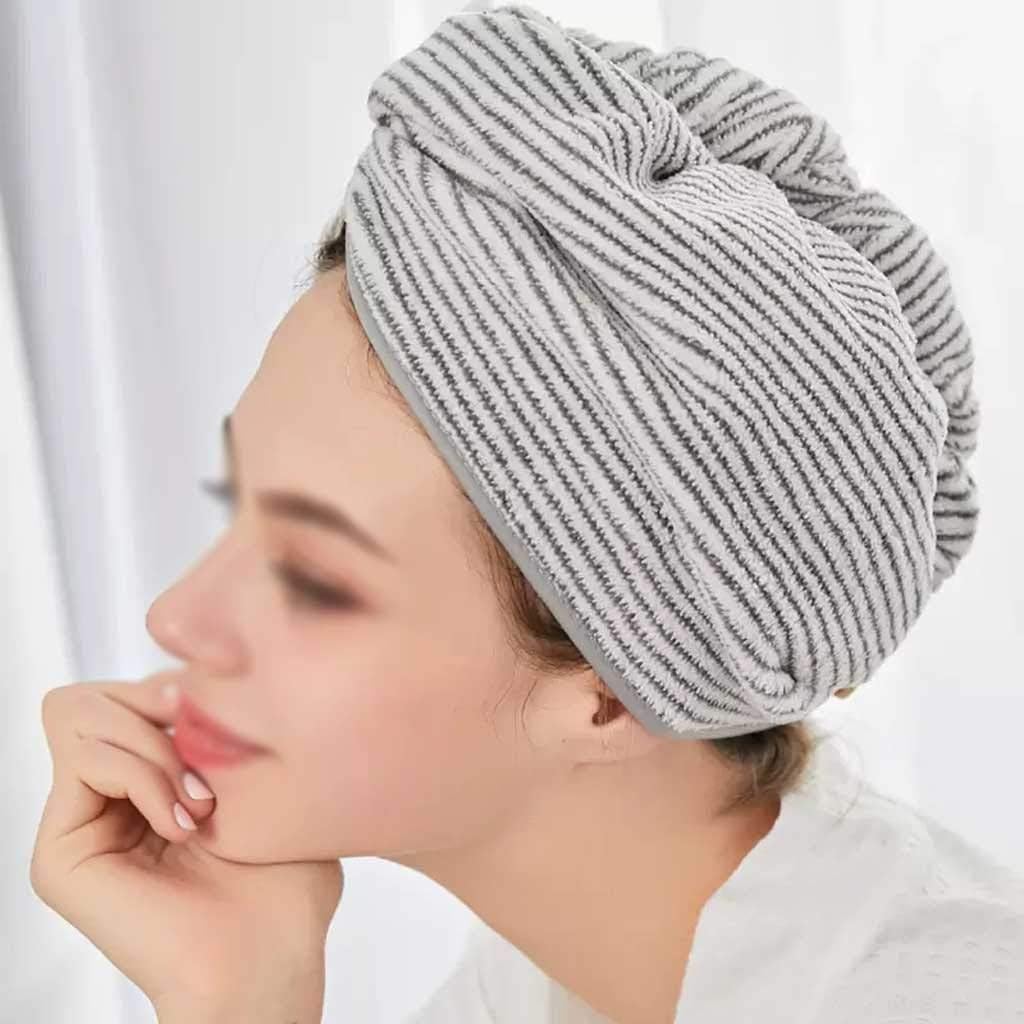 Bath Towels 2 Pack Bamboo Charcoal Fiber Drying Hair Towel Hat Bath Shower Head Bandana Absorbent Quick Dry Hair Towel Hat Bath Towels