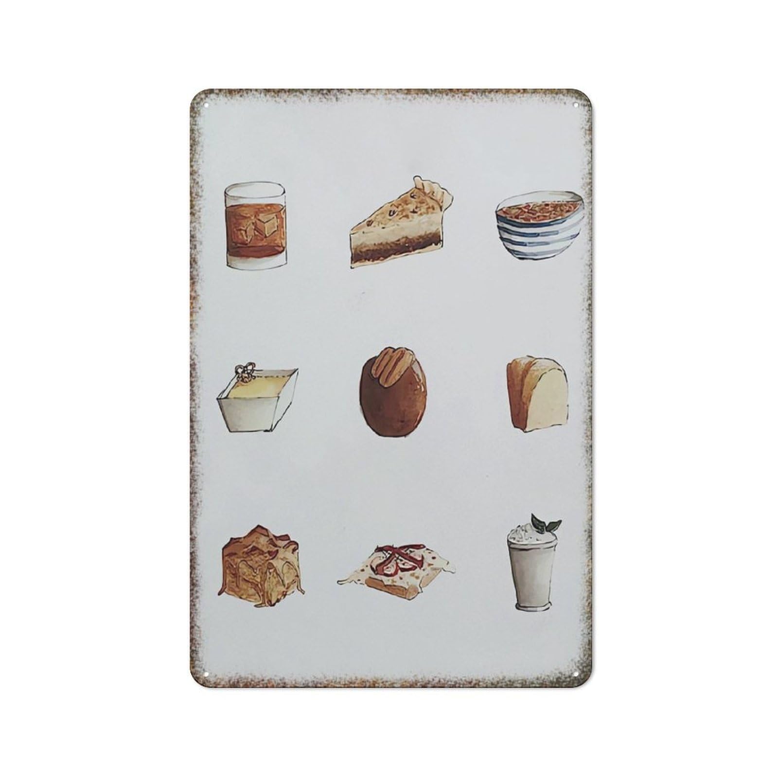 Foods Art Food Painting Food Lover Wall Art Farmhouse Kitchen Retro Metal Sign 8x12 inch