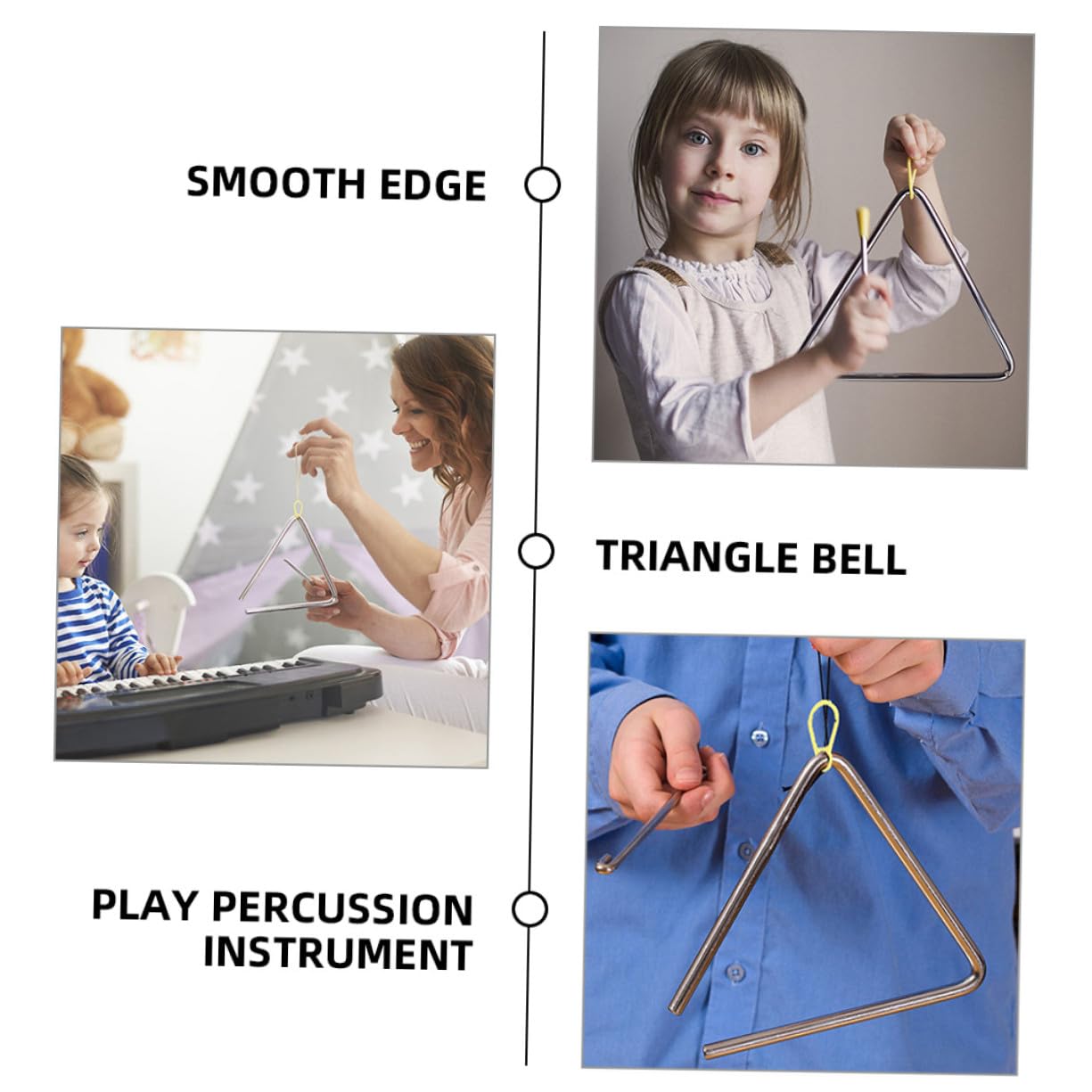 Campana Triangular de Metal para Niños, 5 Juegos de Hierro