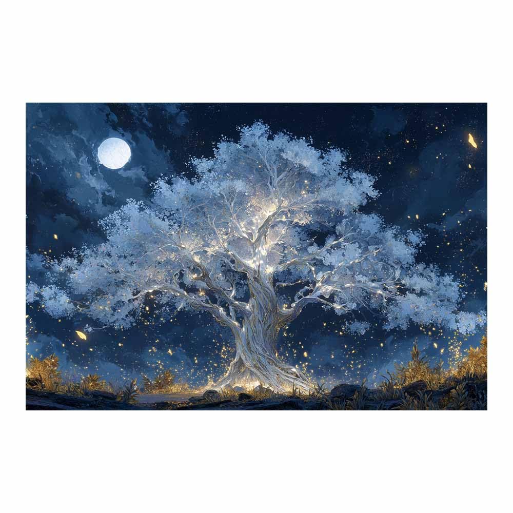 XENIOU Landscape Wall Art Starry Multicolor Tree canvas painting wall art, Living Room Bedroom Hallway Stairs Decoration.(Multicolor)-70x100cm Unframed