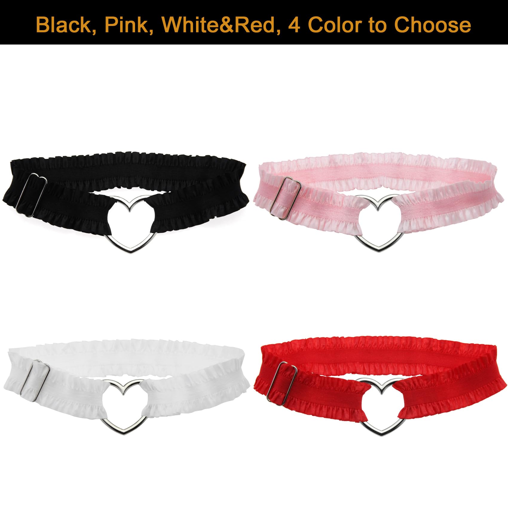 alisikee 2Pcs Adjustable Heart Lace Thigh Garter for Wedding Bride, Elastic Leg Garters Belt for Women Parties