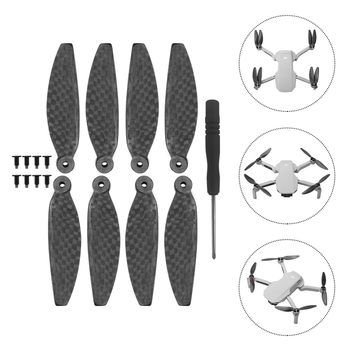Abaodam Hélice de Fibra de Carbono para Dron Accesorio Compatible con Mavic Mini Hélices para Cuadricóptero de Repuesto