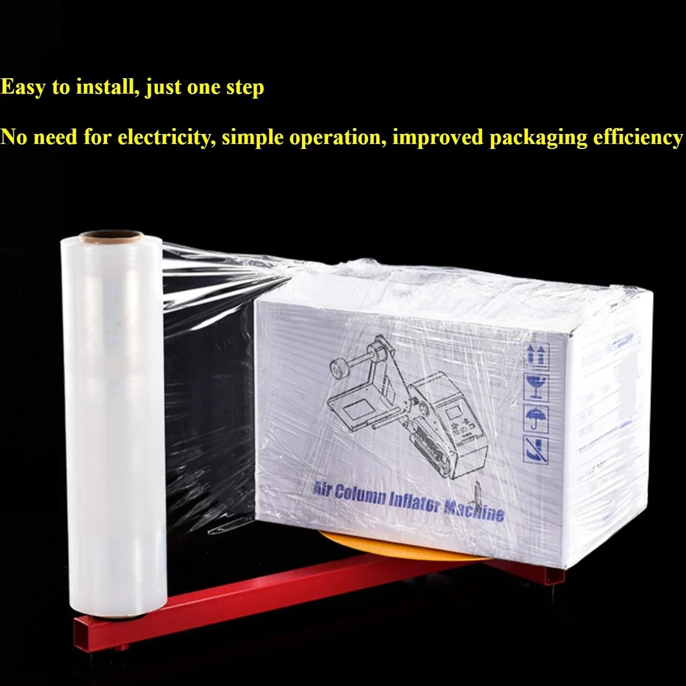 Banco manual para envolver con film estirable, dispensador de film giratorio de 40 cm, envolvedora de palets de alta resistencia con función de retracción de cajas, embalaje con film estirable para