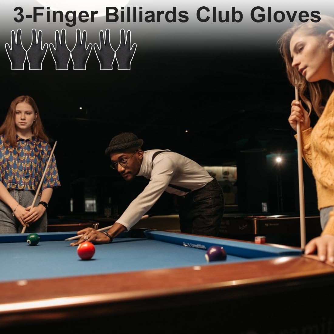 Guanti Da Biliardo Snooker - Set Di 2 In Spandex Traspirante Per Uomo E Donna, Design A Tre Dita