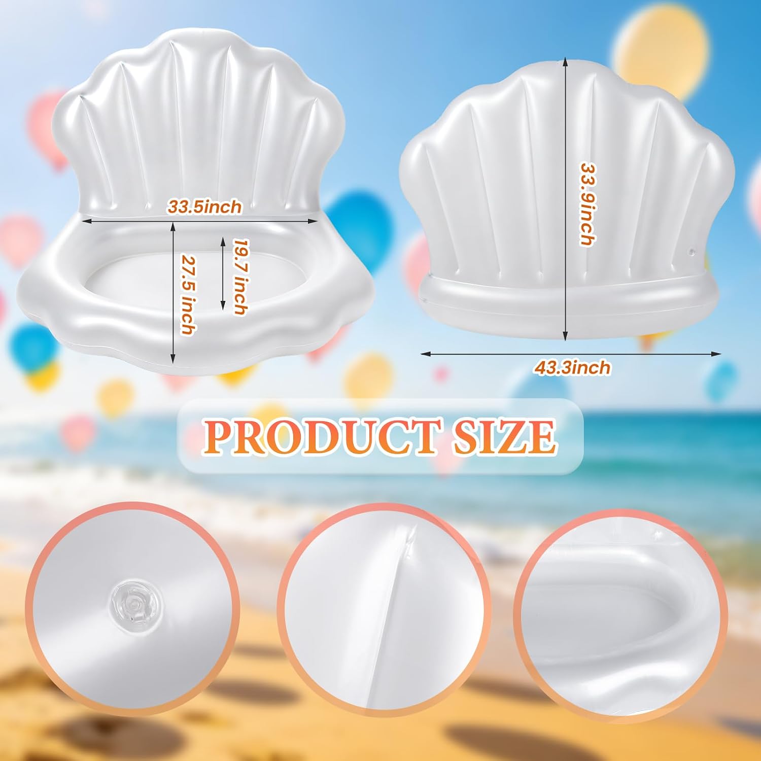 Inflatable Seashell Cooler, Floating Seashell Pool Float Cooler, Blow Up Shell Drink Holder, Mermaid Under The Sea Theme Party Supplies for Summer Pool Beach Decor image 3
