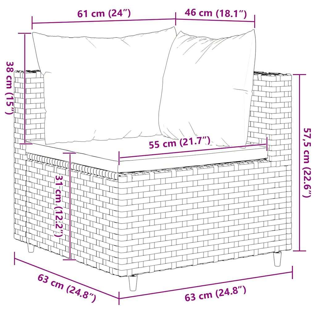 Salon de Jardin modulable en résine tressée Marron avec Coussins crème 8 pièces Ensemble mobilier extérieur terrasse Balcon Patio pour détente et Repas en Famille
