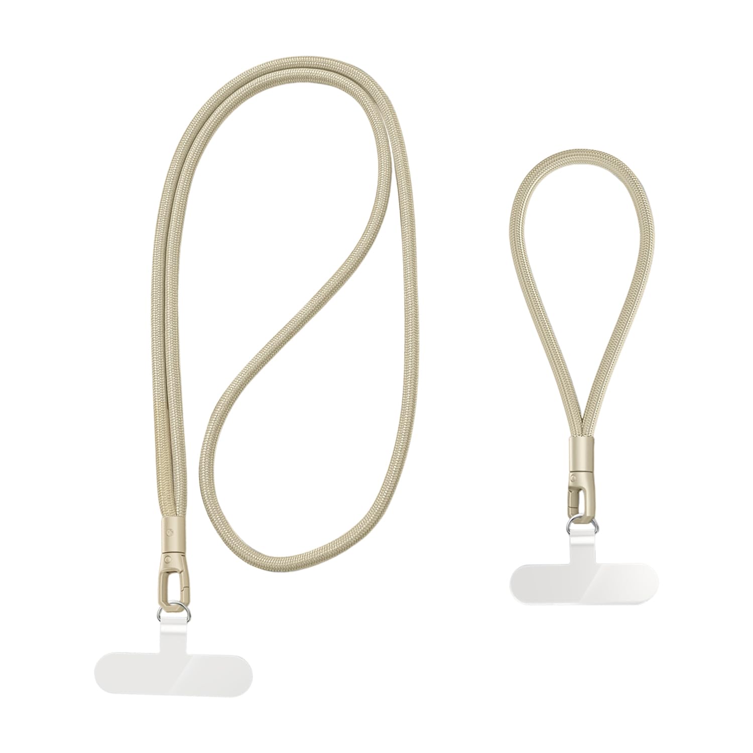 Rnskfg Beige 2 Pieces Of Mobile Phone Lanyard And 2 Pieces Of Gaskets, Wrist Rope, Halter Rope, Anti-Winding Lanyard, Adjustable Lanyard, Mobile Phone Accessories.