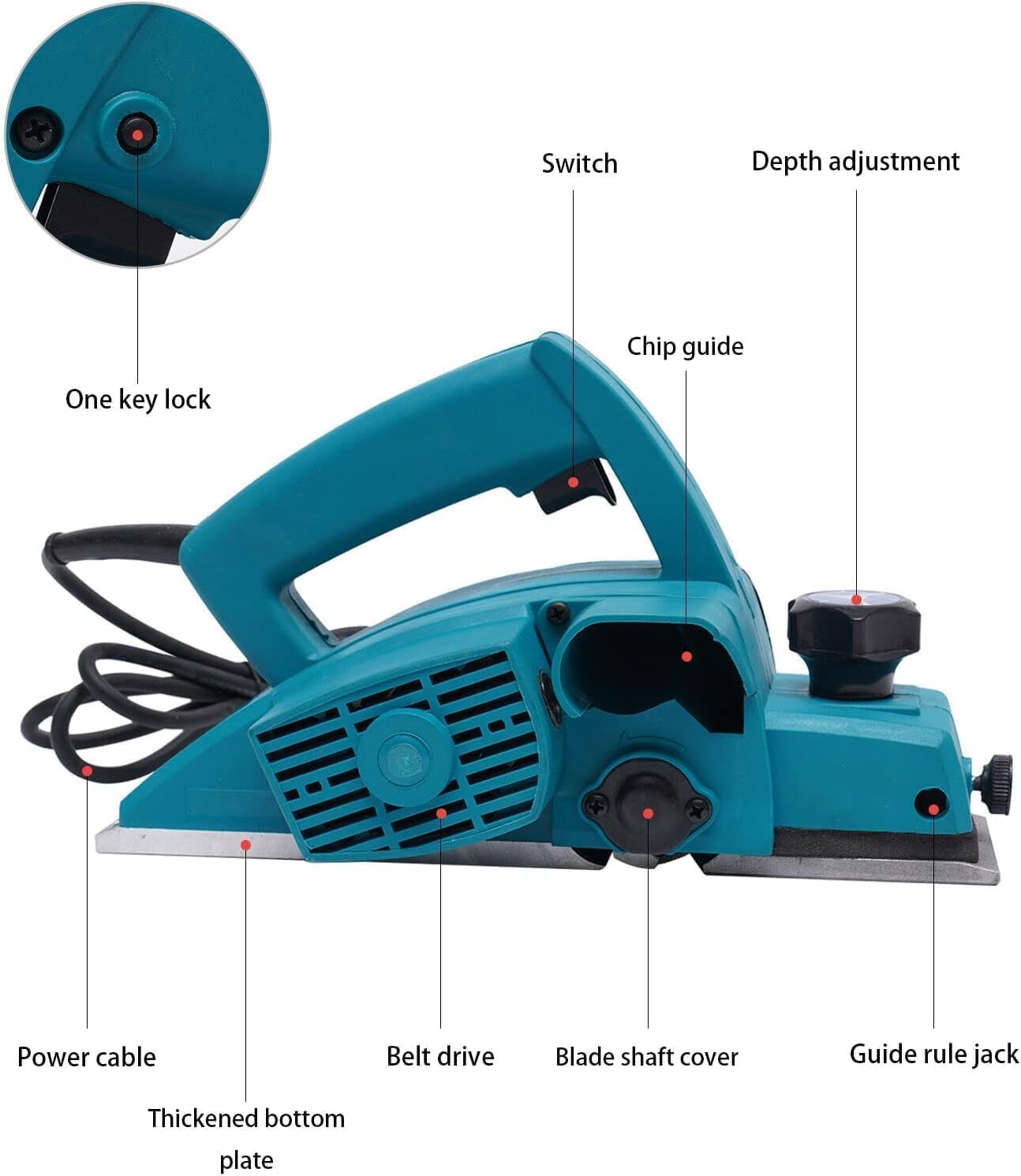 Cepillo De Madera Eléctrico De 800 W Plano De Puerta Dispositivo De Procesamiento De Bricolaje De Carpintería Manual para Carpinteros para Lijar Y Cortar
