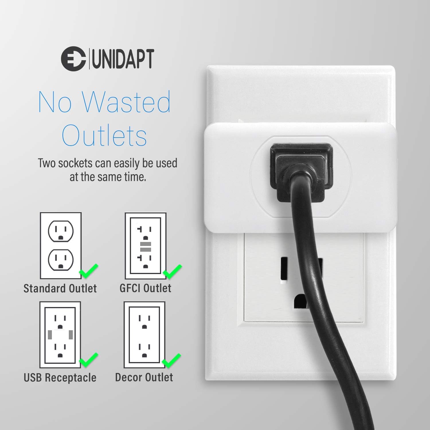 Multi Plug Outlet Extender, Unidapt 3 Outlet Wall Adapter, Multiple Outlet Splitter, Grounded Wall Tap Power Plug Expander for Cruise Ship Home Office Dorm Essentials, 2-Pack : Tools & Home Improvement