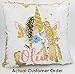 VeraFide Personalized Mermaid Reversible Sequin Pillow, Custom Unicorn Sequin Pillow for Girls (White/Rose Gold)