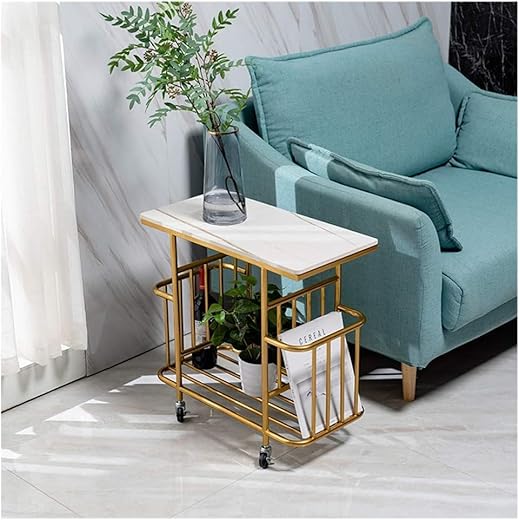 Nesting Table with Wheels - Golden White