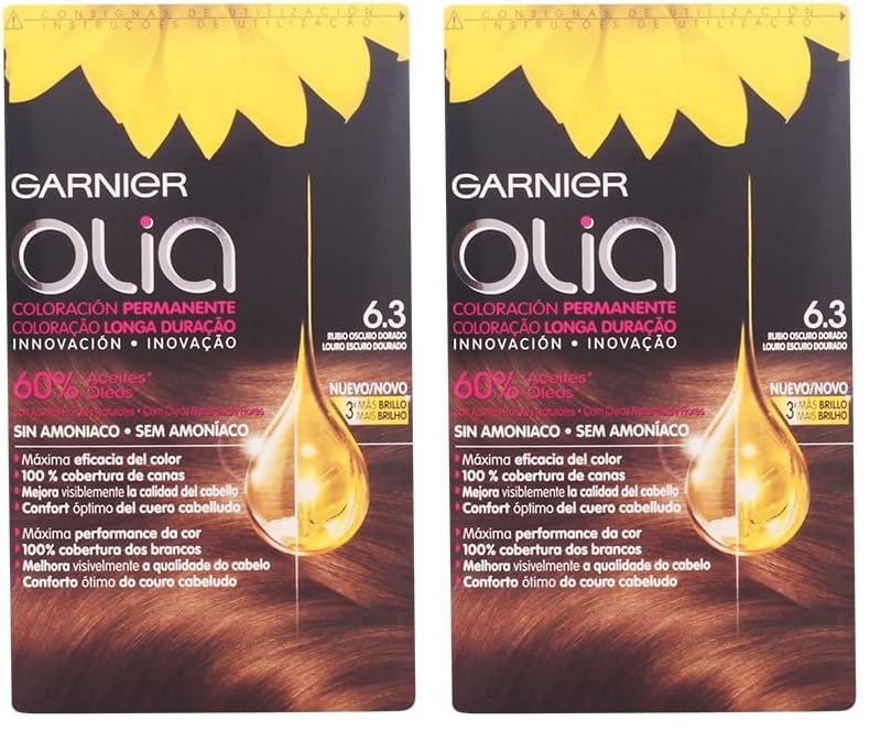 Garnier Olia Coloración Permanente, Rubio Oscuro Dorado 6.3, 1 Unidad (Paquete de 2)
