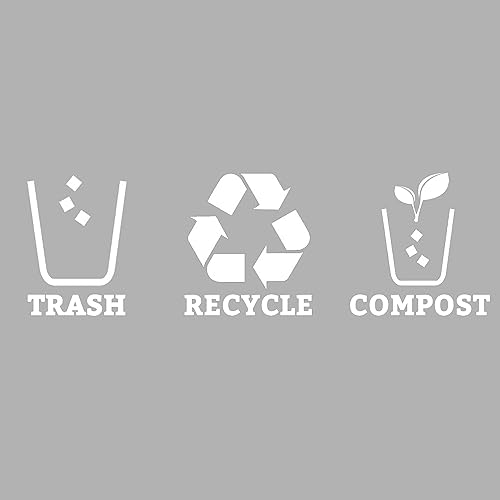 Miniatura 5 de Juego de 3 calcomanías de vinilo de reciclaje para basura, contenedor de compost, símbolo de cubo de reciclaje para organizar contenedores de basura