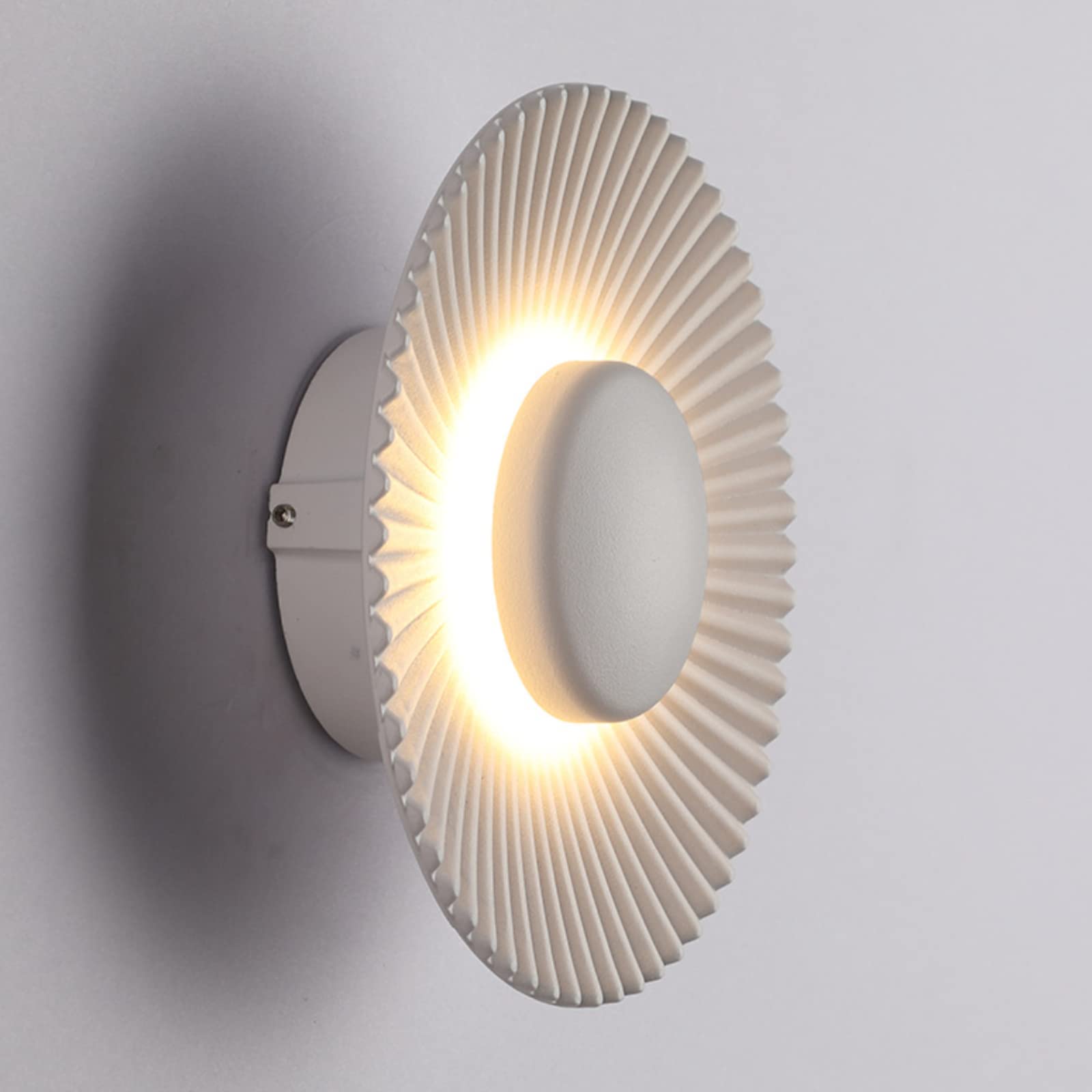 HYJAUSXB Round Modern Wall Sconce 5W Indoor Light, Wash Lights Aluminum LED Decoration Lamp for Living Room Bedroom Hallway Corridor Conservatory, Warm Light 3000K (White)