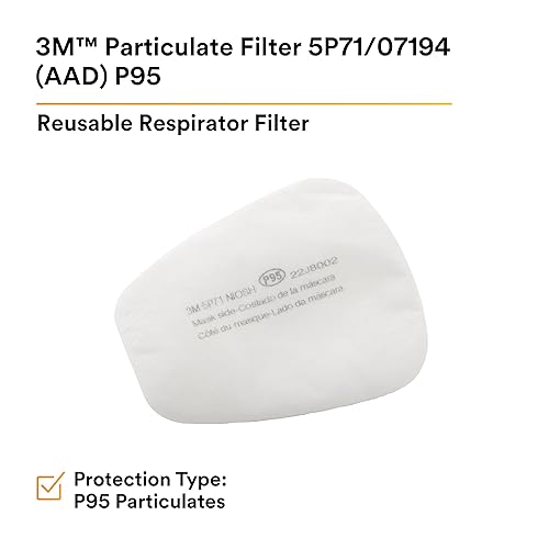 Miniatura 3 de 3M Filtro de repuesto para respirador 5P71, 5 pares, P95, debe usarse con respiradores 3M 5000 o cartuchos 3M serie 6000