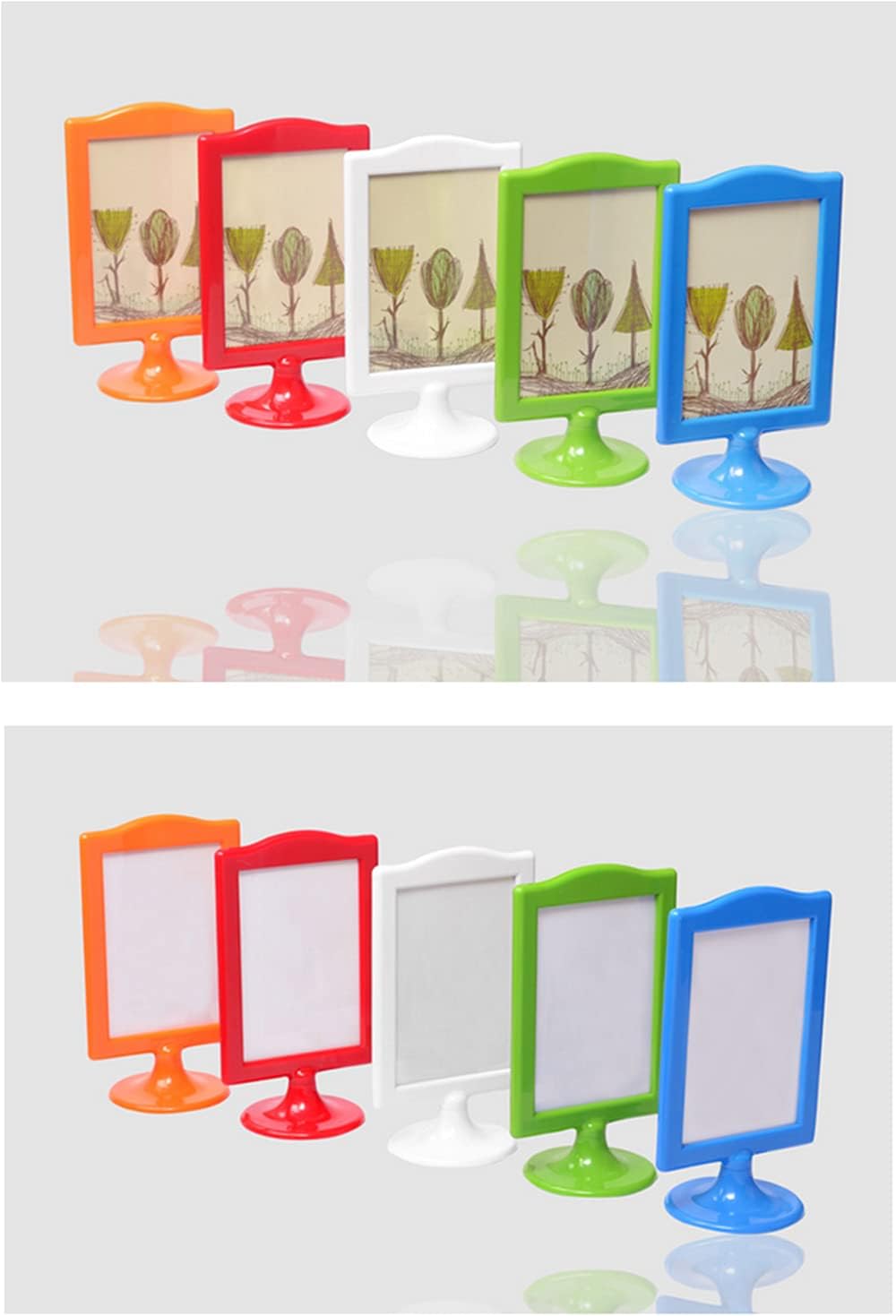 Rikyo 10 Pack 4x6 Double Picture Frame,Wedding Table Numbers,Standing Frame Photo Frames,Self Standing Photo,Vertical Mount Sign Holders,Restaurant Signs and Art Display 5 Color