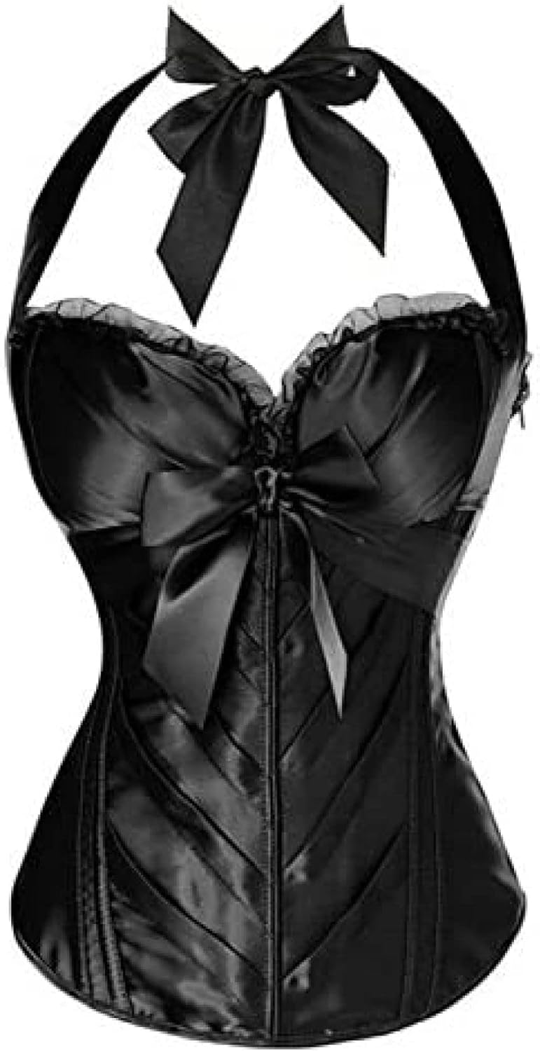 ファッション サテン ホールターネック コルセット オーバーバスト 可愛い くびれ ブライダルインナー レディース 補正下着 引き締め 調節可能 ガードル 再入荷