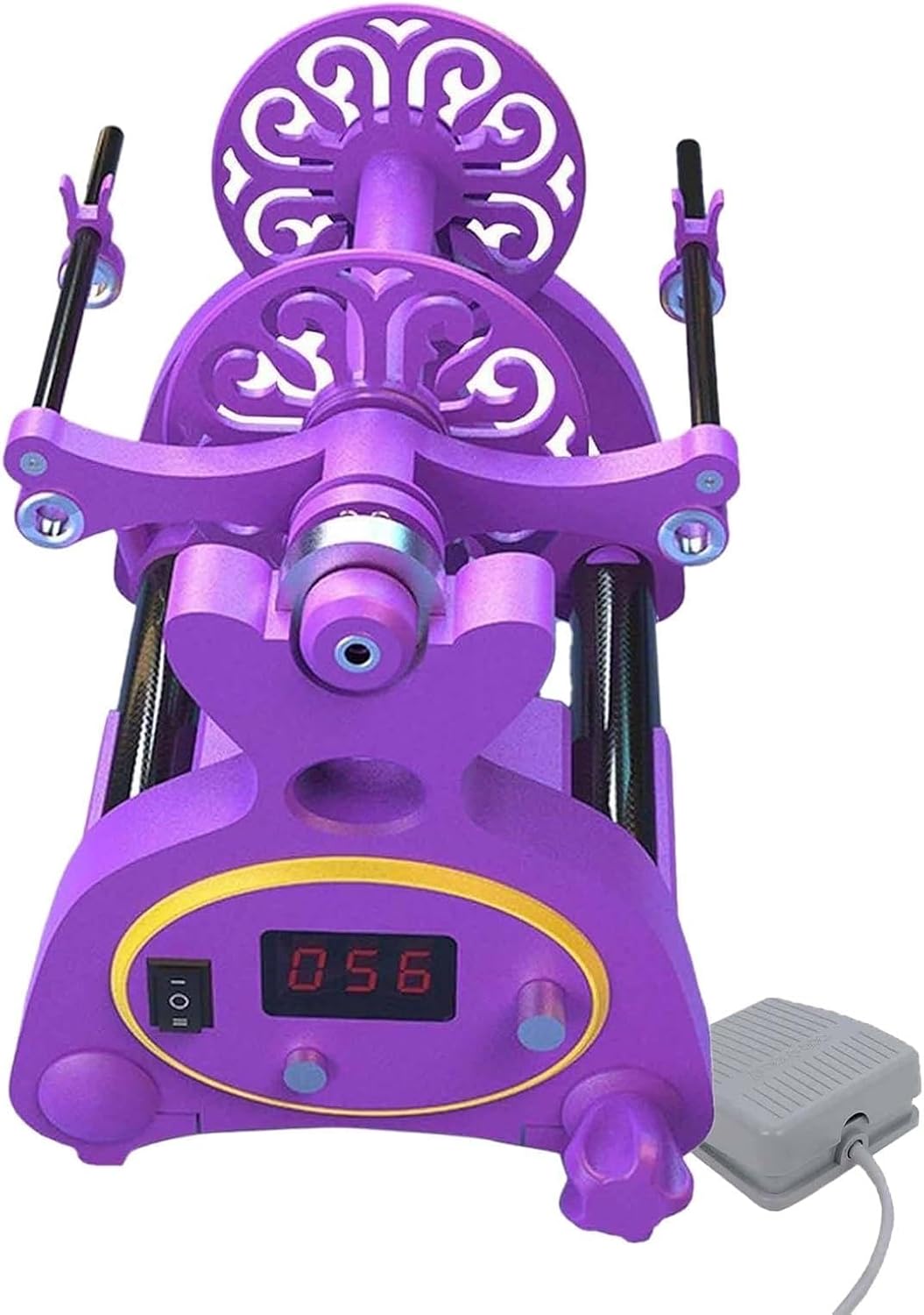 Yarn Spinning Wheel, Mini Wool Spinning Wheel, Automatic Yarn, Forward and Reverse Switch, Max Speed 800 RPM,for Yarn Weaving Blending Roving(Purple,Yellow)