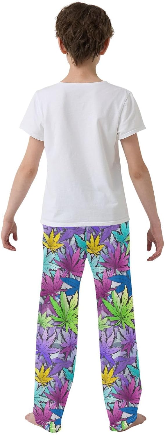 Purple Leaves Super Soft Pajama Lounge Pants with Pockets Elastic Waist Long Sleepwear Pajama Bottoms for Christmas