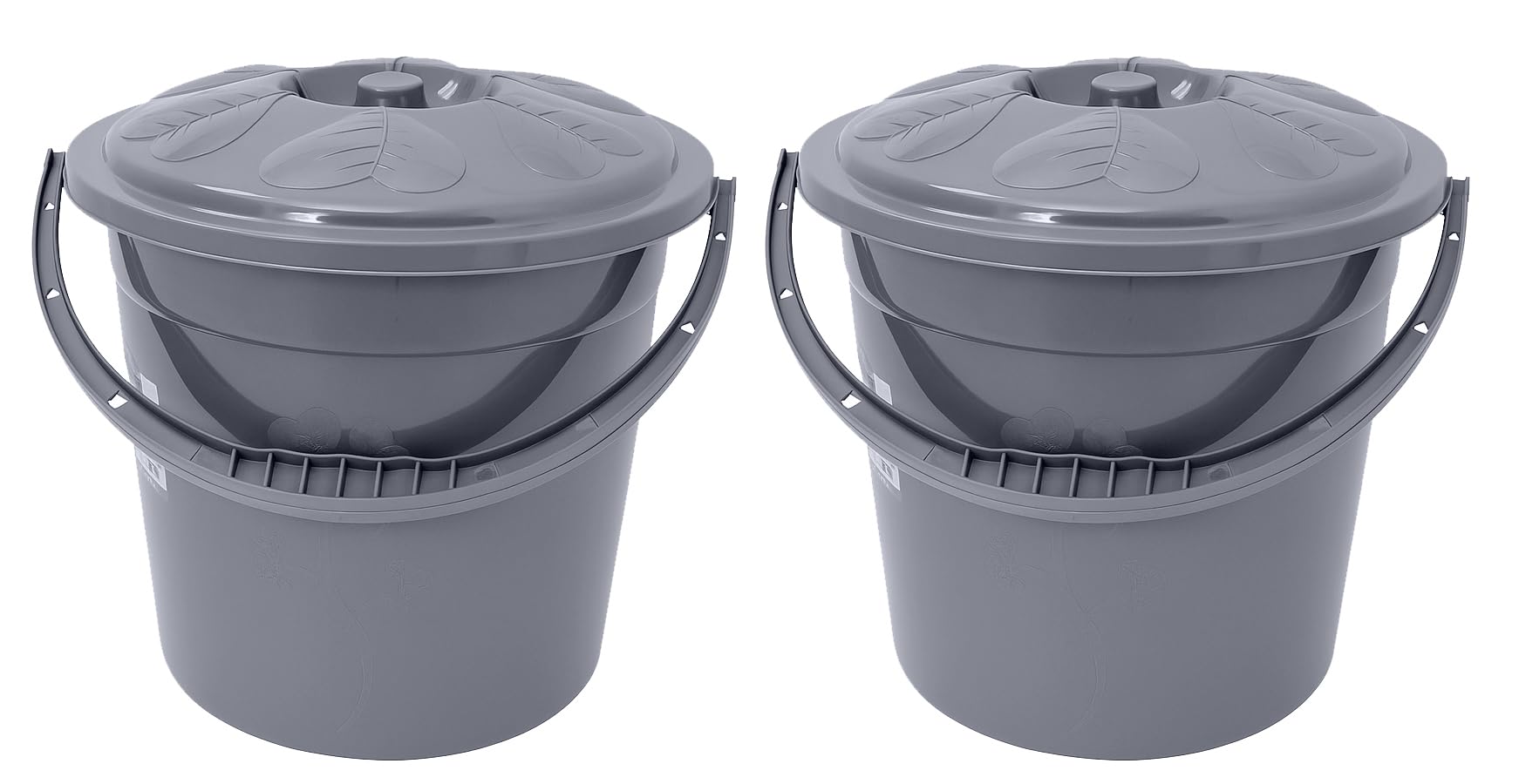 Best House | Plastic Bucket with Lid Handle | Small | 5 Litres | GREY | 2 Pcs | Household Bucket | Storage Buckets Bin Container, Multipurpose Use for Home, Garden and Workshops (Pack of 2)