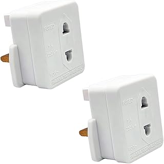 Pipestation Electric Shaver Toothbrush Adapter Plug – Pack of 2 | EU 2 Pin to UK 3 Pin Shaving Plug Adaptor Charger | 1 Amp Fused Heavy Duty Bathroom Socket Converter | Razor Shavers Convertor Plug