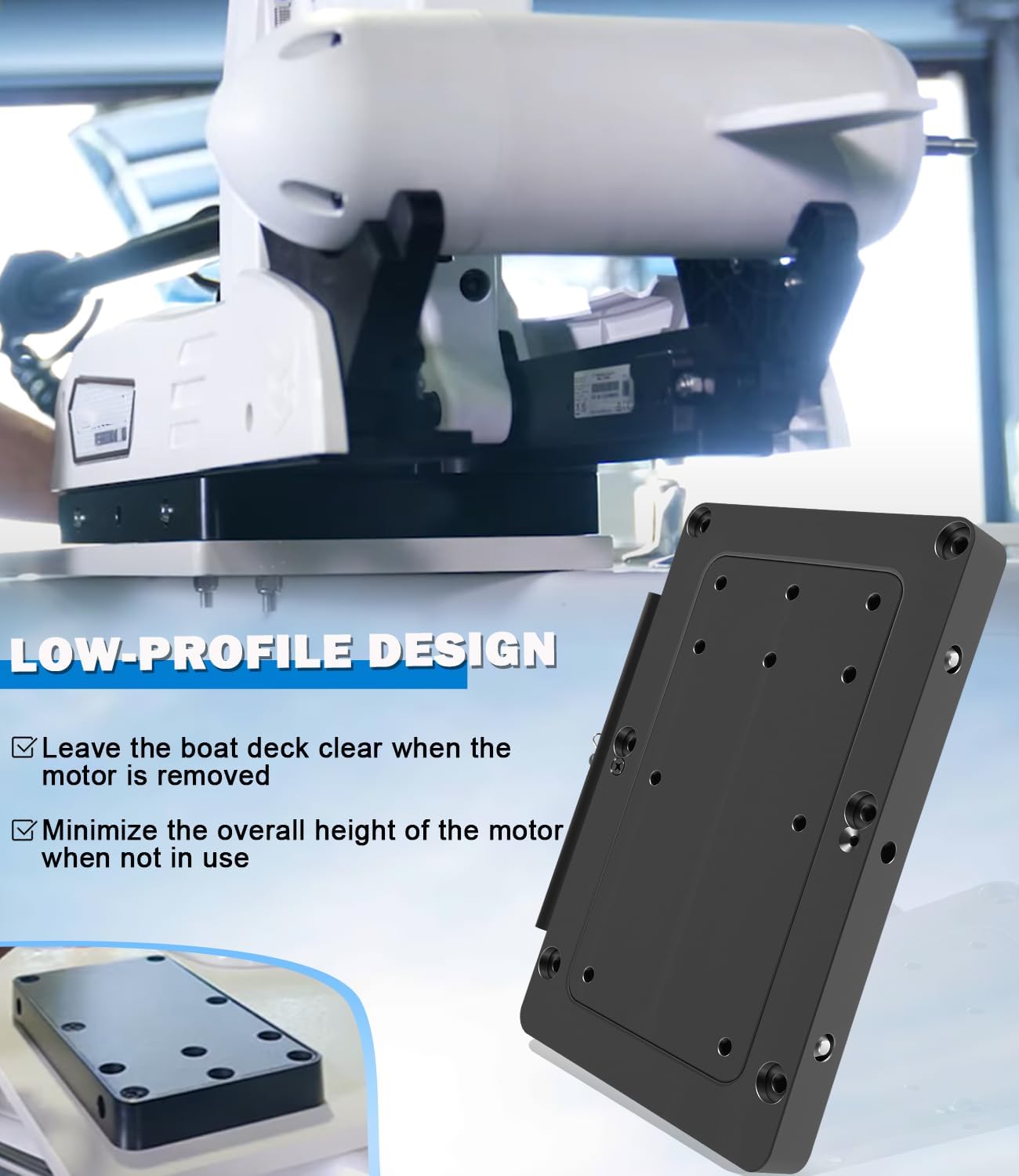 1854056 Quick Release Bracket, Heavy Duty Composite MKA-56 Fit for Minn Kota Terrova, Riptide Terrova, Ulterra, and Riptide Instinct QUEST Trolling Motor, Black Aluminum