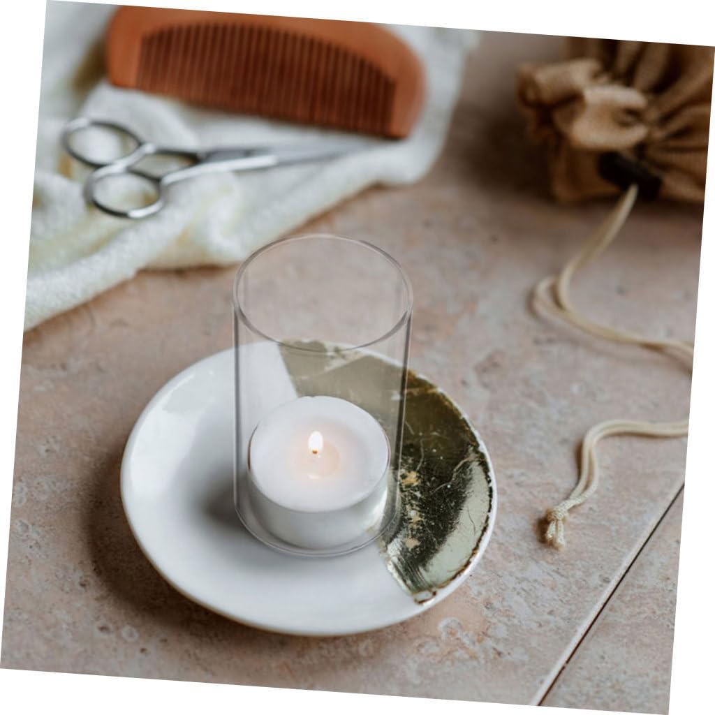 Luxshiny 2pcs Glass Candle Holder Pillar Candle Tube Windproof and Easy to Use for Romantic Decor
