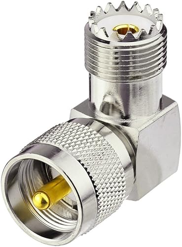 Miniatura 5 de Bingfu UHF PL259 macho a UHF SO239 hembra ángulo recto 90 grados adaptador de conector de cobre (paquete de 2) para radio CB radio jamón radio