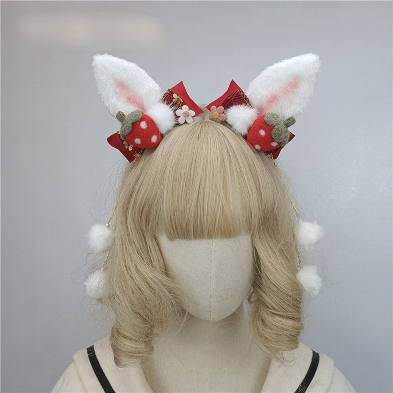 Amazon.co.jp: 兎耳 猫耳 髪飾り 苺 イチゴ ヘアクリップ ヘア 