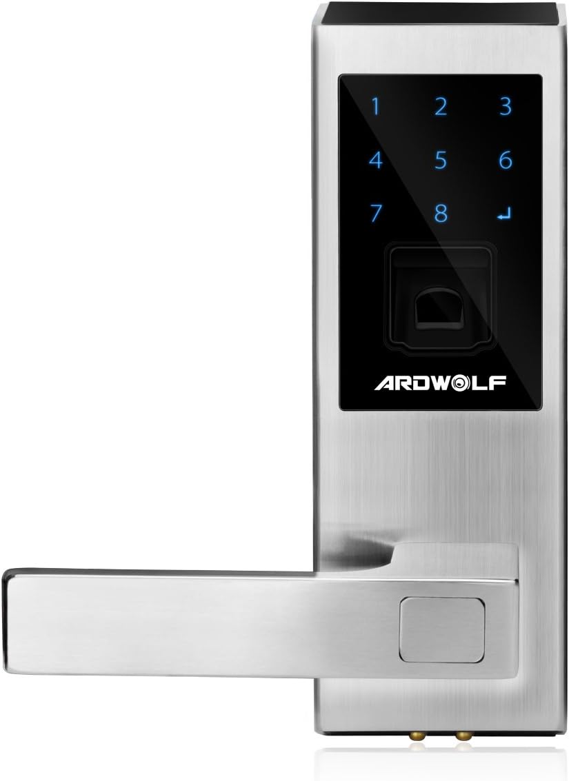 Ardwolf A20S Fingerprint Door Lock Security Keyless Biometric Touchscreen Lever with Auto Lock, Left-Handed
