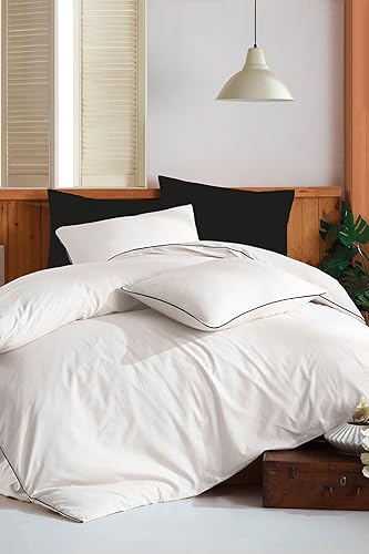 via bianco Juego de funda de edredón 100% algodón orgánico liso, tamaño King, ultra suave, 100% algodón, 3 piezas, funda nórdica y funda de