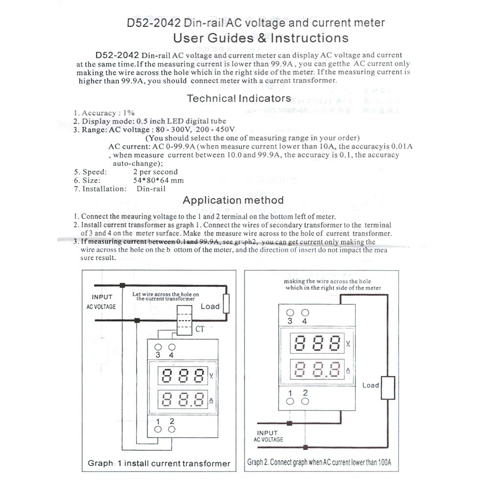 ASHATA Voltage Ammeter, Digital Voltmeter Ammeter, Voltage Current