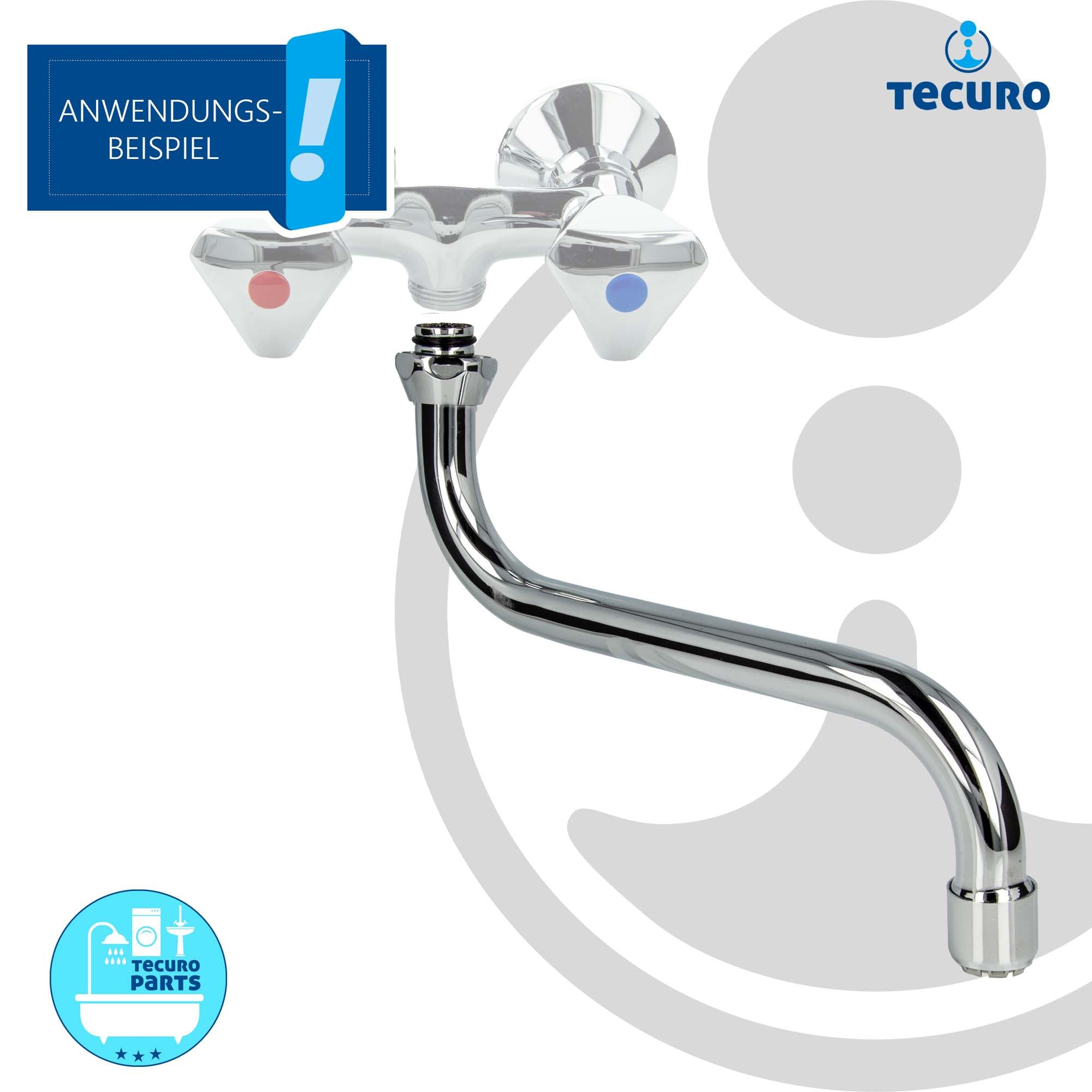 Tecuro Bec en S pour robinetterie murale basse pression en acier inoxydable chromé – Raccord 3/4" Longueur 250 mm