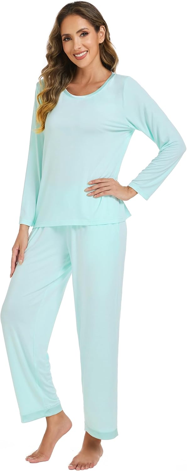LUBOT Bamboo Viscose 2026 New Women's Pajama Sets Cooling Lightweight Soft Long Sleeve PJs Wicking Sleepwear Comfy S-XXL - Image 3