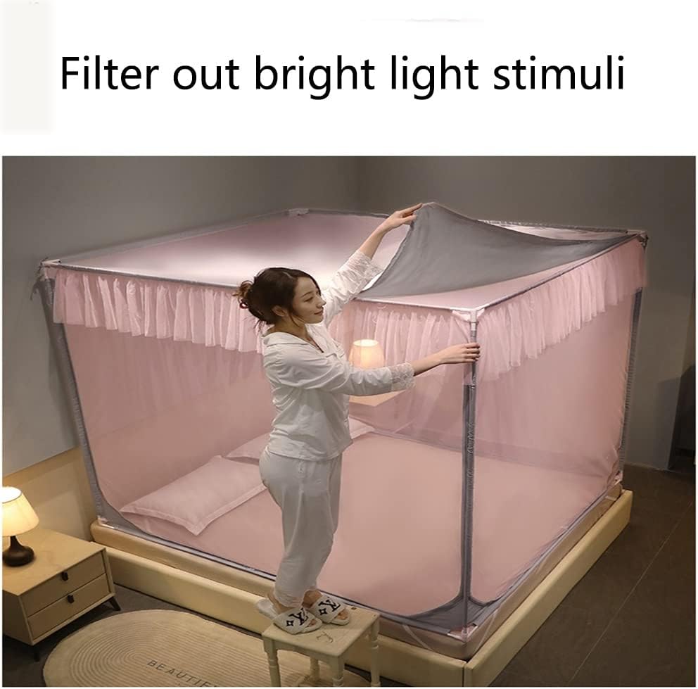 Mosquito Net Palace Mosquito Net Tent Folding Bed Canopy Bed Net Easy Installation Bed Sheet Anti-Fall Design with Bed Frame (Color : Green, Size : 6.6 Foot Bed)