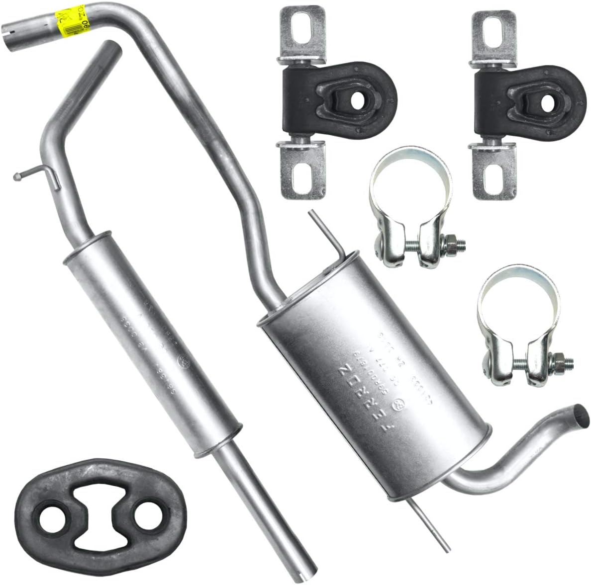 BESTPRICE Auspuff Schalldämpfer Set Für VW T5 - Komplettset Mit Mittelschallämpfer & Endschalldämpfer