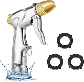 CGKJ Garden Hose Nozzle Sprayer,100% Heavy Duty Metal Hose Spray Nozzle ,High Pressure  Pistol Grip Sprayer in 4 Spraying Modes for Watering Plants, Cleaning, Car Washing and Showering Pets.  (Sliver)