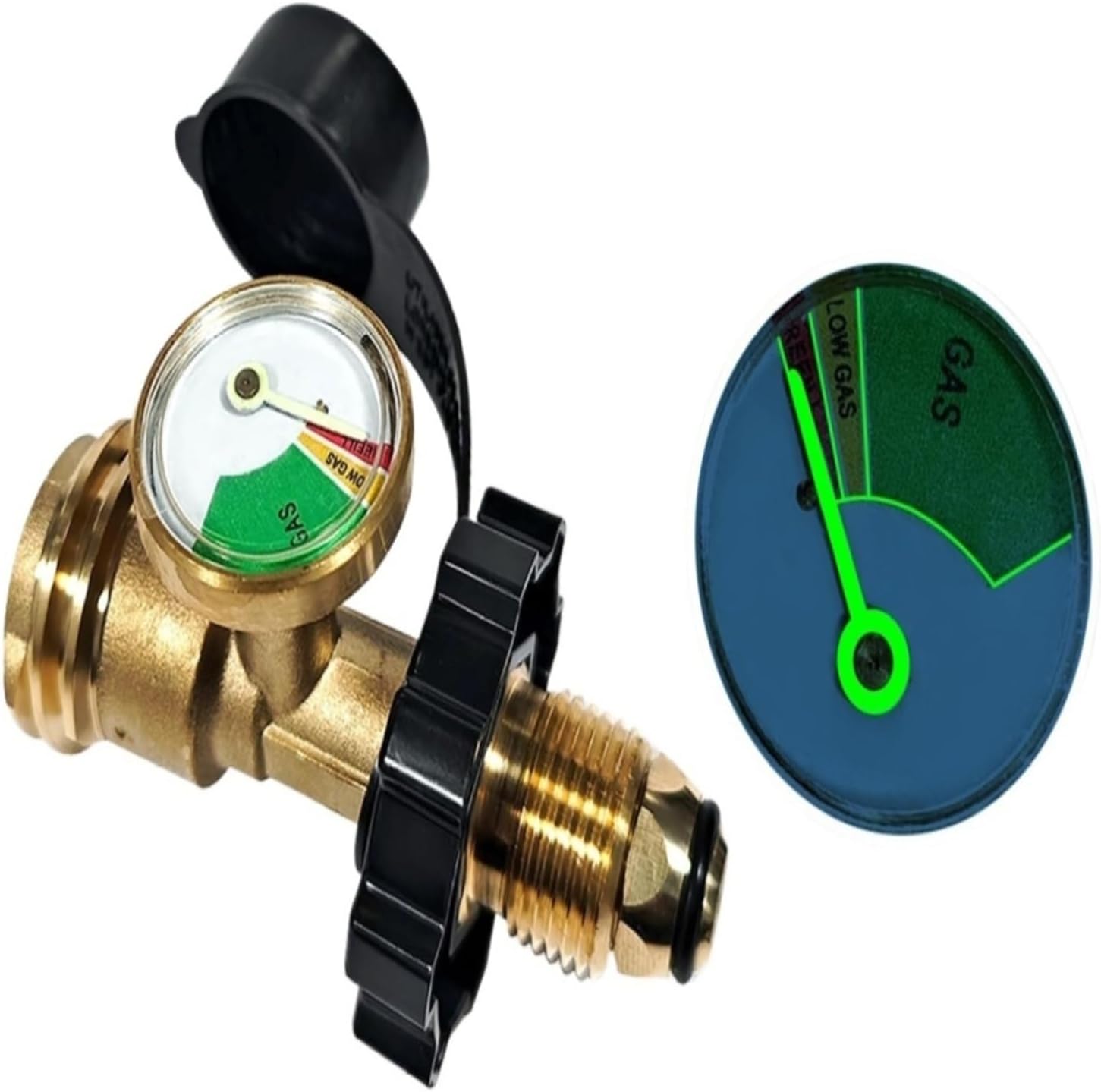 2Pcs Propane Tank Gauge 100 lb, Solid Brass Gas Pressure Meter, Universal Fit for POL to for QCC1 Type 1 for Gas Tank Service