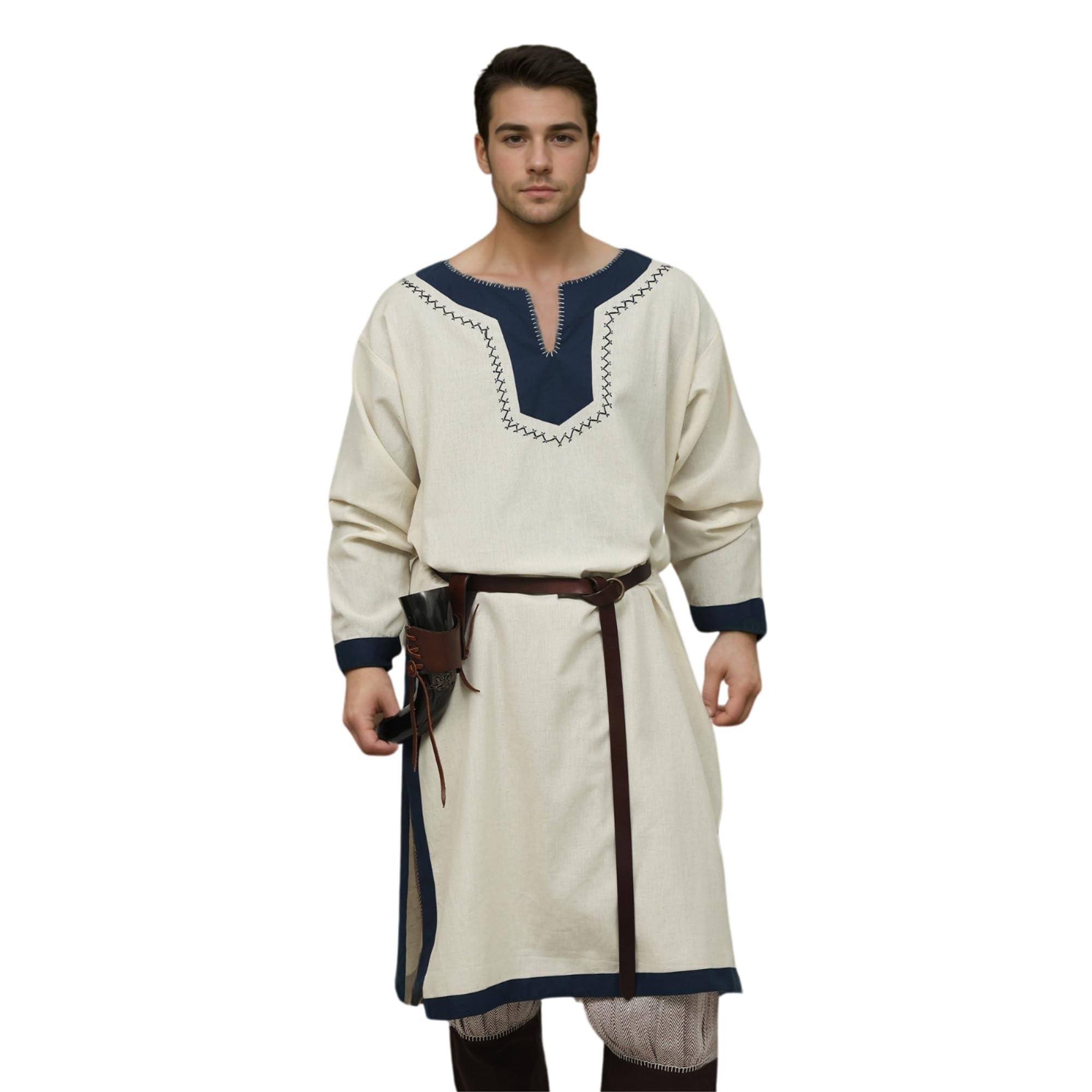 Norse Alley Nordic Heritage Men's Tunic for Cosplay, Reenactment, Viking, Medieval, LARP, Natural, XL/XXL