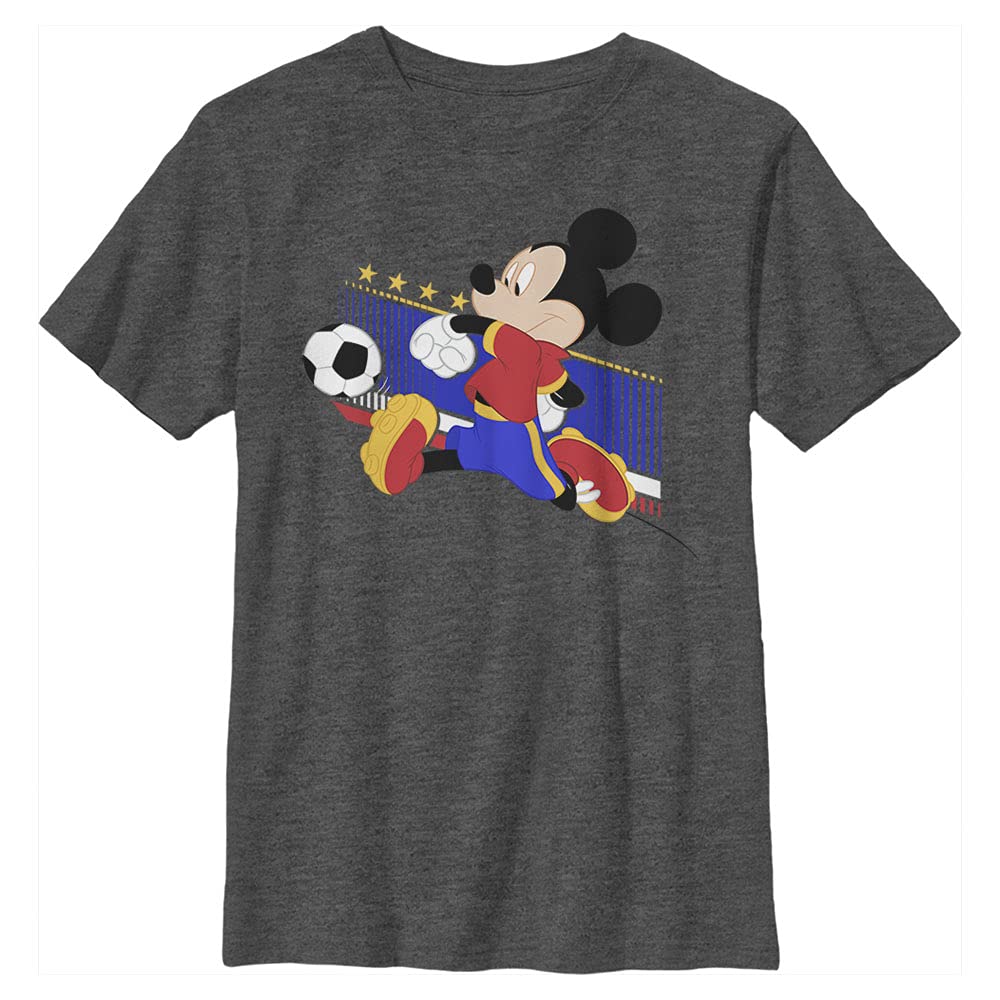 DisneyCharacters Spain Kick Boy's Crew Tee, Charcoal Heather, Small