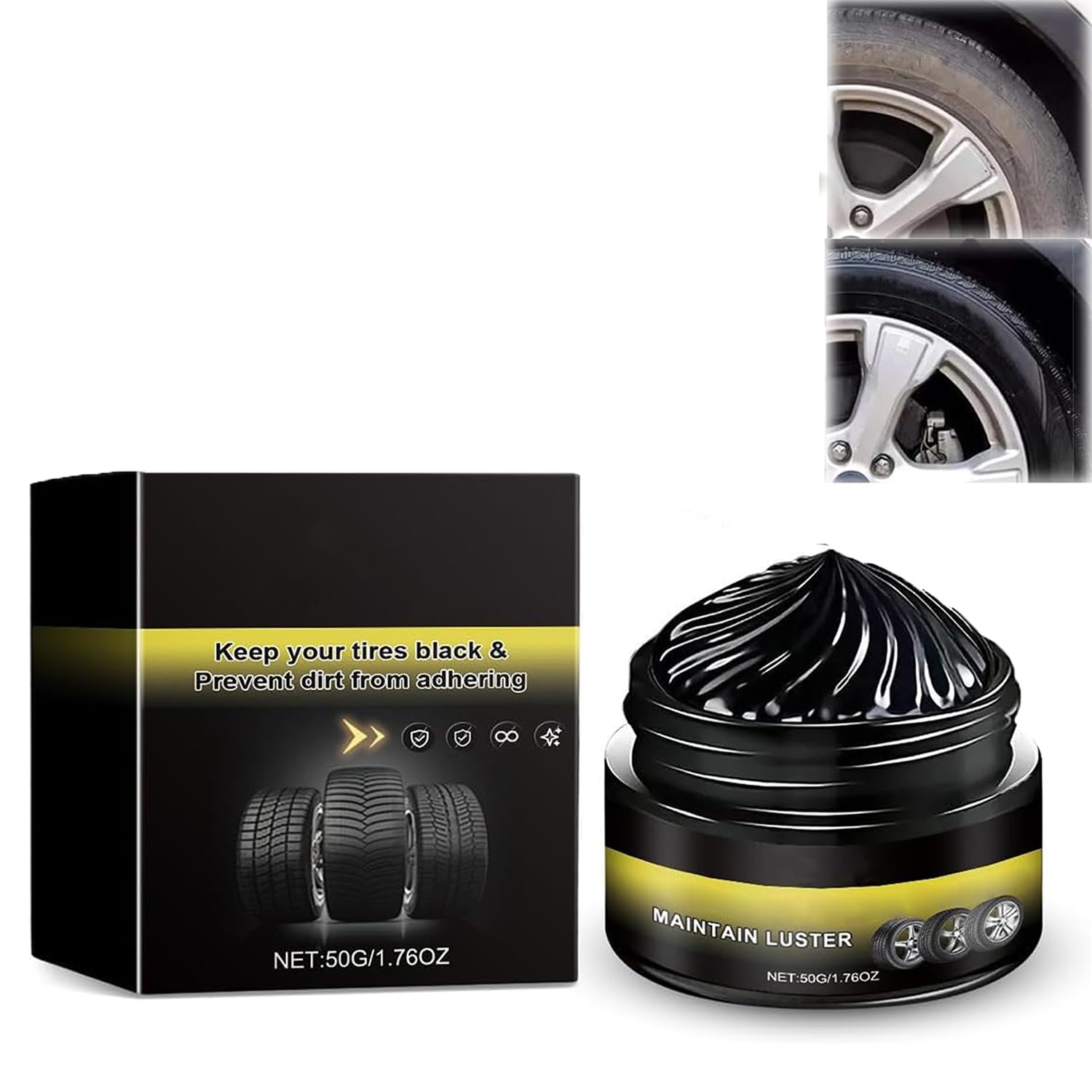 Potente cera de limpieza de ruedas, cerámica para neumáticos de coche, aplicador de brillo de ruedas para goma, neumáticos y exteriores de vehículos (2 piezas) — view 8