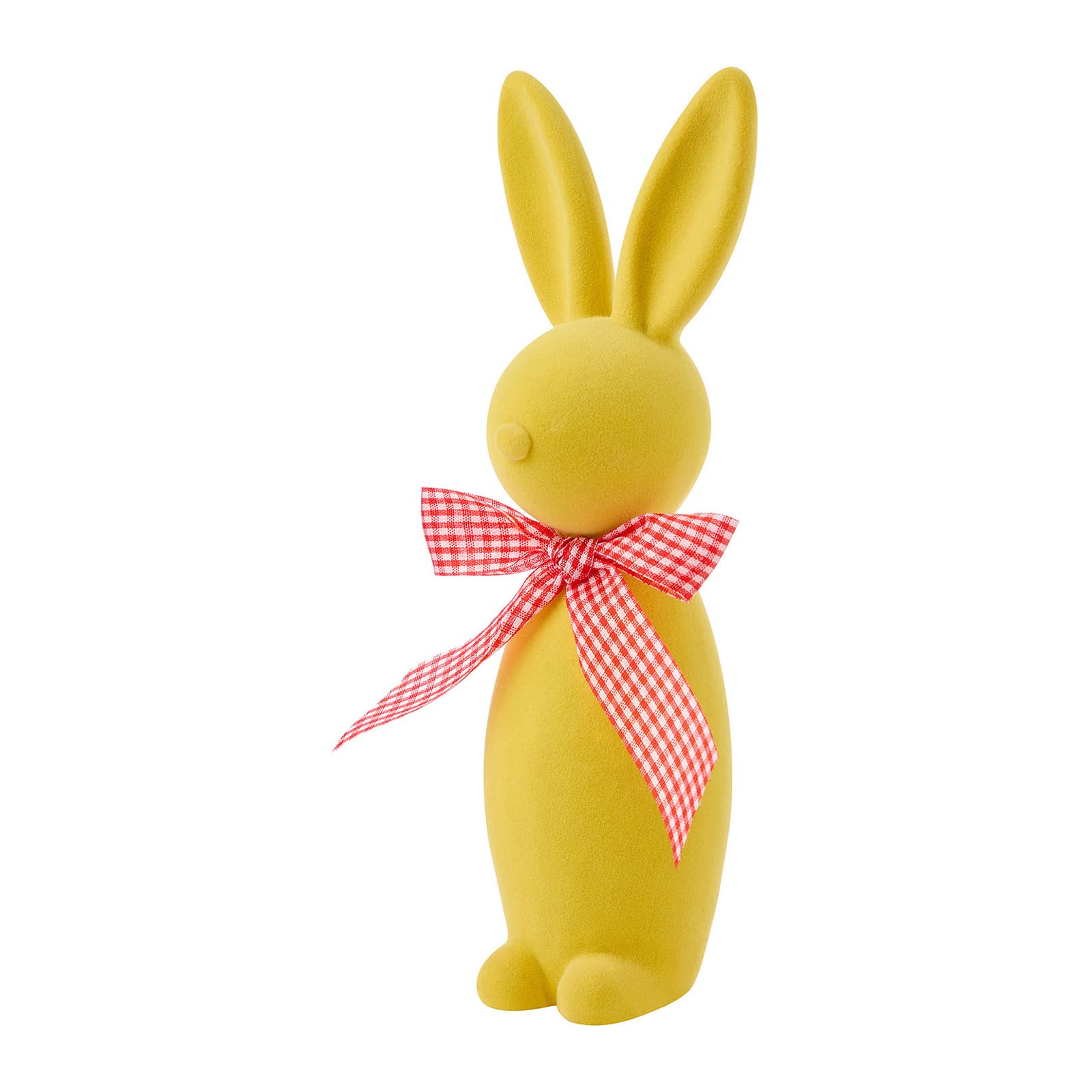 Coniglietto pasquale Figura di coniglio floccato ornamento da tavolo in resina tinta unita coniglietto pasquale decorazione per la casa (giallo, 23,5 cm)