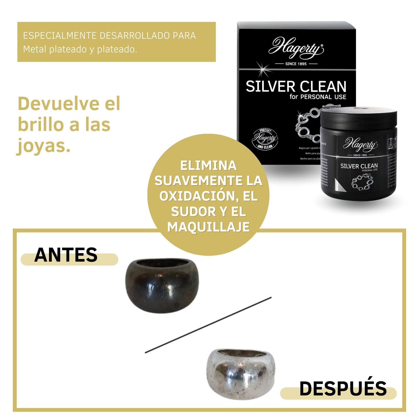 Hagerty Silver Clean Baño de Inmersión Limpia Plata 170 ml con Cesta