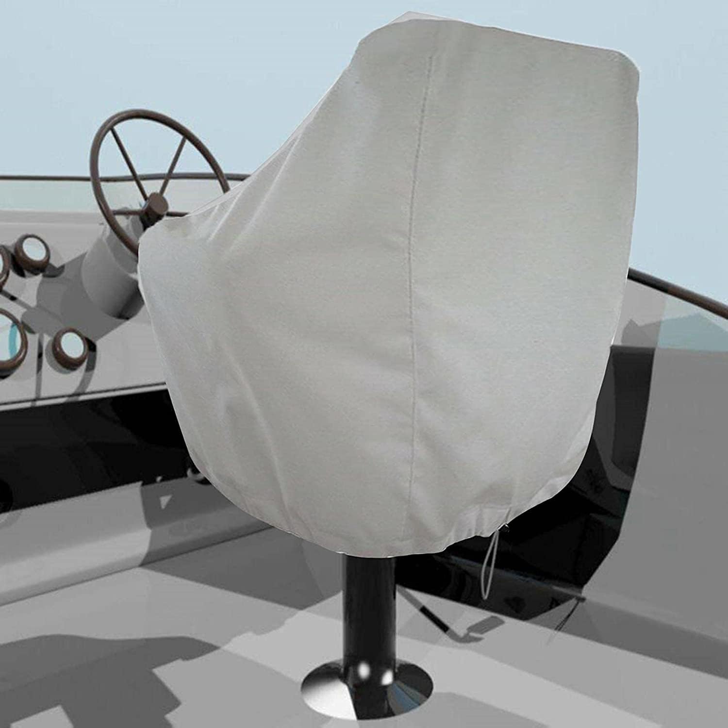 Boat Seat Cover 1 Pack Outdoor Waterproof Pedestal Pontoon Captain Boat Bench Chair Seat Cover 600 Denier Canvas Weather Protection Fishing Chair Protective Cover