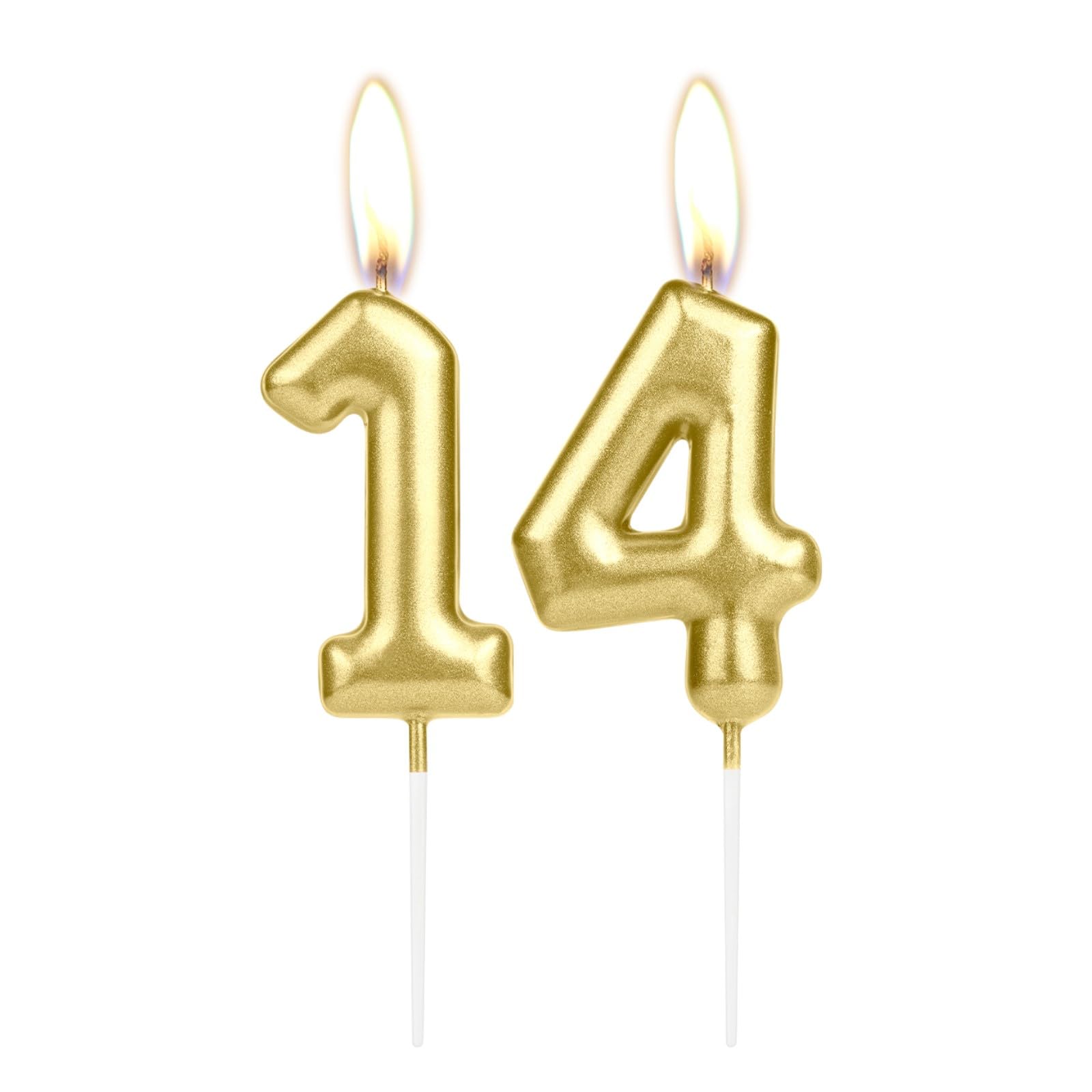 Lahviuu Candele Di Compleanno Numero,Candele Decorazione Di Topper Torta Buon Compleanno,per Festa Nozze Anniversario Celebrazione Forniture,14 Anni (Oro - Foto 1
